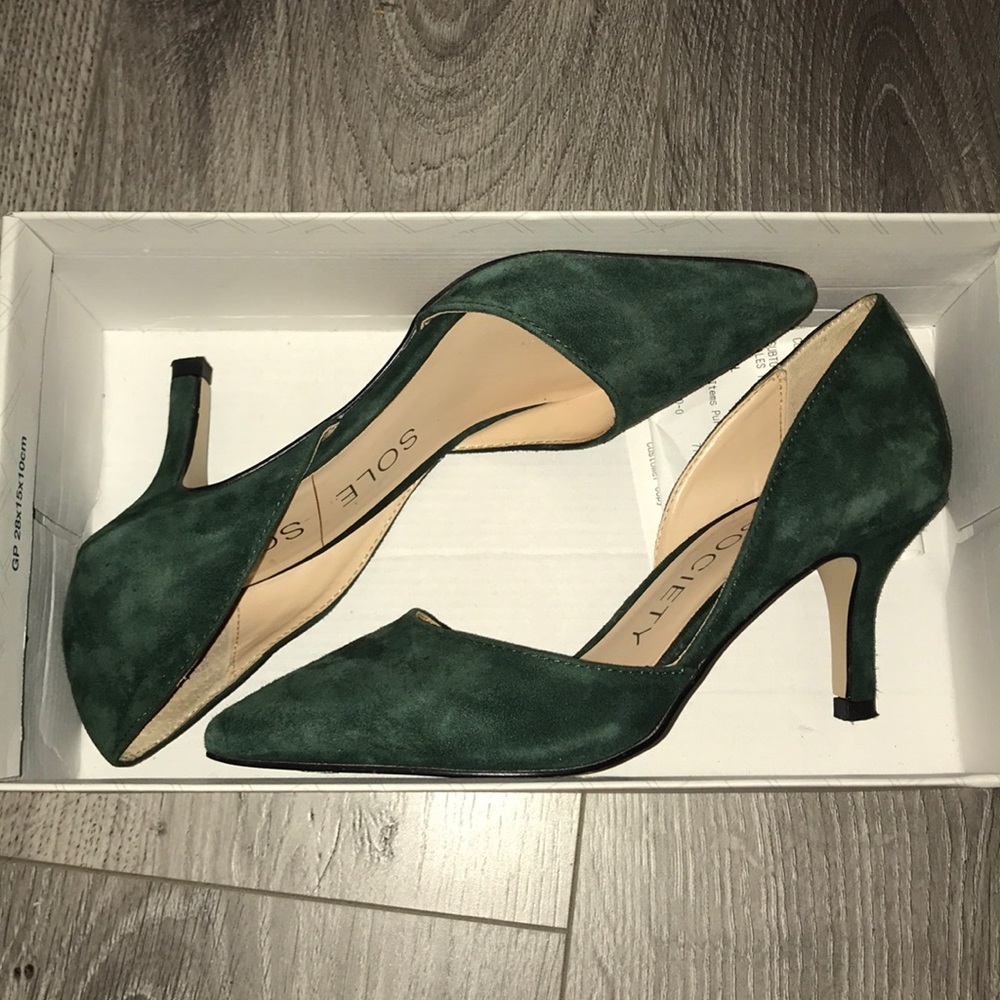 Green suede high heels - Picture 1 of 2